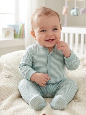 🌸Coccoli Soft Blue Striped Footie